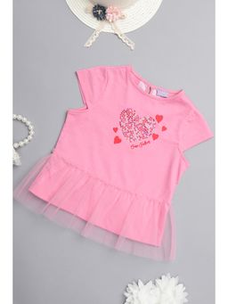 One Friday - Girls Pink Cotton Round Top