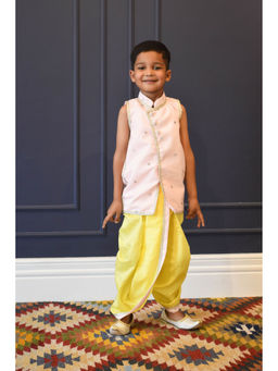 Fayon Kids - Pink Jacket with Yellow Dhoti (Set of 2)