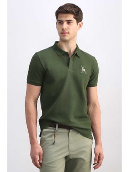 Allen Solly - Men Green Textured Polo Neck T-shirt