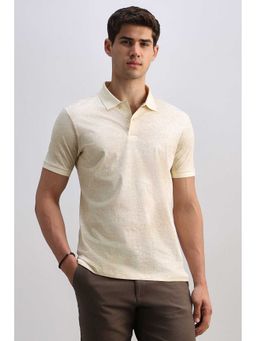 Allen Solly - Men Beige Print Polo Neck T-shirt