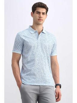 Allen Solly - Men Light Blue Print Polo Neck T-shirt