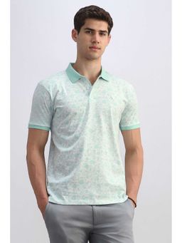 Allen Solly - Men Aqua Print Polo Neck T-shirt