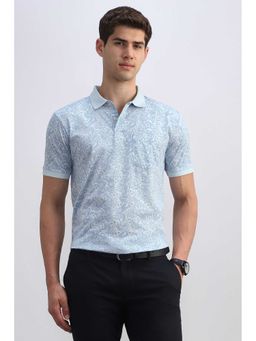 Allen Solly - Men Light Blue Print Polo Neck T-shirt