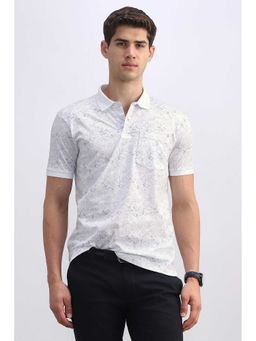 Allen Solly - Men White Print Polo Neck T-shirt