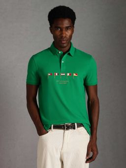Tommy Hilfiger - Embroidered Logo Regular Fit Cotton Polo T-shirt - Green