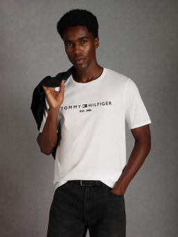 Tommy Hilfiger - Embroidered Logo Regular Fit Cotton T-shirt -White