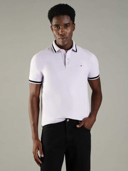 Tommy Hilfiger - Solid Regular Fit Cotton Polo T-shirt - Lavender