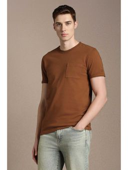 Louis Philippe - Men Rust Solid Crew Neck T-shirt