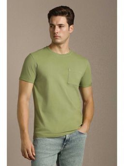 Louis Philippe - Men Green Solid Crew Neck T-shirt