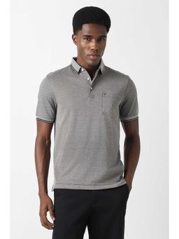 Van Heusen - Men Grey Solid Polo Neck T-shirt