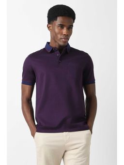 Van Heusen - Men Purple Print Polo Neck T-shirt