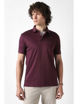 Van Heusen - Men Wine Solid Polo Neck T-shirt
