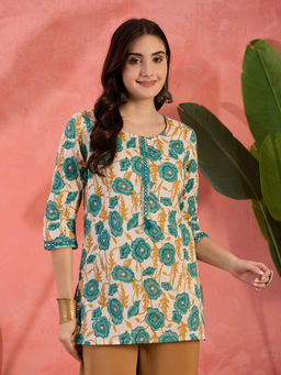 Stylum - Women Green Floral Printed Cotton Tunic