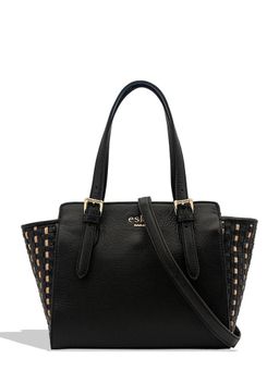 Eske - Nifa Leather Handbag, Black & Light Gold Cosmos
