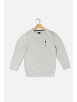 Allen Solly - Boys Grey Regular Fit Solid Crew Neck T-Shirt