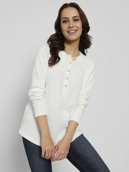 American Eagle - Women White Plush Full Sleeve T-Shirt