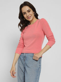 American Eagle - Women Pink Cozy Up Full Sleeve Layering T-Shirt