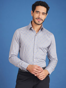 Louis Stitch - Mens Formal Printed Cotton Shirt Comfort Fit Purple