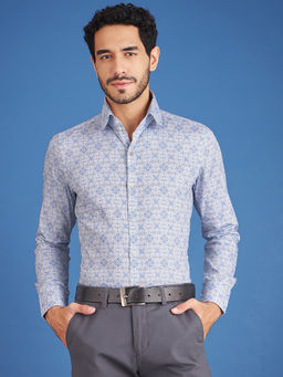Louis Stitch - Mens Formal Graphic Cotton Shirt Comfort Fit Blue