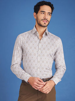 Louis Stitch - Mens Formal Graphic Cotton Shirt Comfort Fit Cream