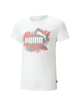 Puma - Essentials Flower Power Girls White T-Shirts