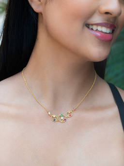 Shaya by CaratLane - 925 Silver Shaya by CaratLane Being My Own Navratna Galaxy Necklace in Gold Plated