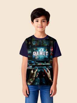 Nusyl - Navy Blue Knitted Half Sleeves T-Shirt