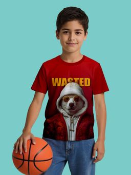 Nusyl - Red Knitted Half Sleeves T-Shirt