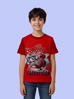 Nusyl - Red Knitted Half Sleeves T-Shirt