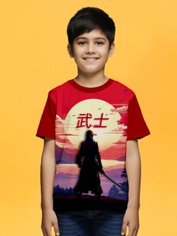 Nusyl - Red Knitted Half Sleeves T-Shirt