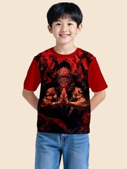 Nusyl - Red Knitted Half Sleeves T-Shirt