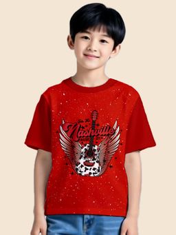 Nusyl - Red Knitted Half Sleeves T-Shirt