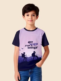 Nusyl - Navy Blue Knitted Half Sleeves T-Shirt