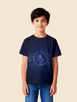 Nusyl - Navy Blue Knitted Half Sleeves T-Shirt