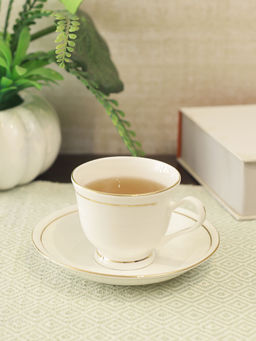 HomeTown - Avril Bone China Ceramic Cup & Saucer 150ml in White Colour