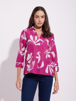 Pink Fort - Cotton Pink Floral Print Tunic