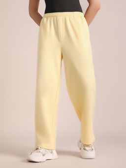 Nobero - Womens Yellow Solid Regular Fit Pant