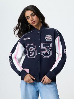 The Souled Store - Official Pink Panther Play Womens Oversized Varsity Jacket