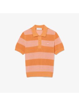 Lacoste - Stripes Mesh Knit Polo Collar Sweater
