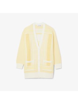Lacoste - White Tennis Court Jacquard Long Cardigan