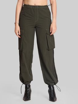 Bene Kleed - Womens Olive Loose Fit Pure Cotton Parachute Cargo Pant