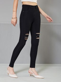 Miss Chase - Womens Black Slim Fit High Rise Denim Stretchable Jeans