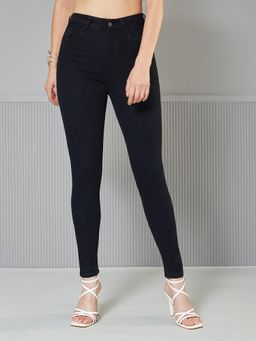 Miss Chase - Womens Black Slim Fit High Rise Regular Length Stretchable Denim Jeans