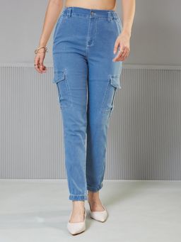 Miss Chase - Womens Light Blue High Rise Stretchable Light Weight Denim Jeans