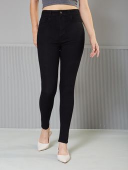 Miss Chase - Womens Black Skinny Fit High Rise Clean Look Stretchable Denim Jeans