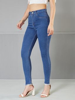 Miss Chase - Womens Blue Skinny High Rise Stretchable Denim Jeans