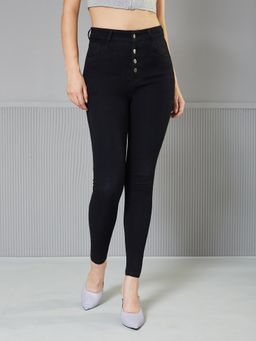 Miss Chase - Womens Black Skinny Fit High Rise Stretchable Denim Jeans