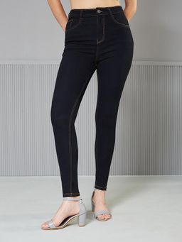 Miss Chase - Womens Black Skinny High Rise Clean Look Regular Stretchable Denim Jeans
