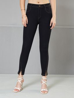Miss Chase - Womens Black Skinny High Rise Ankle Length Stretchable Denim Jeans