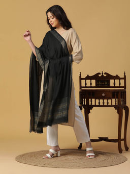 Shingora - Black Cotton Tencel Dobby Dupatta